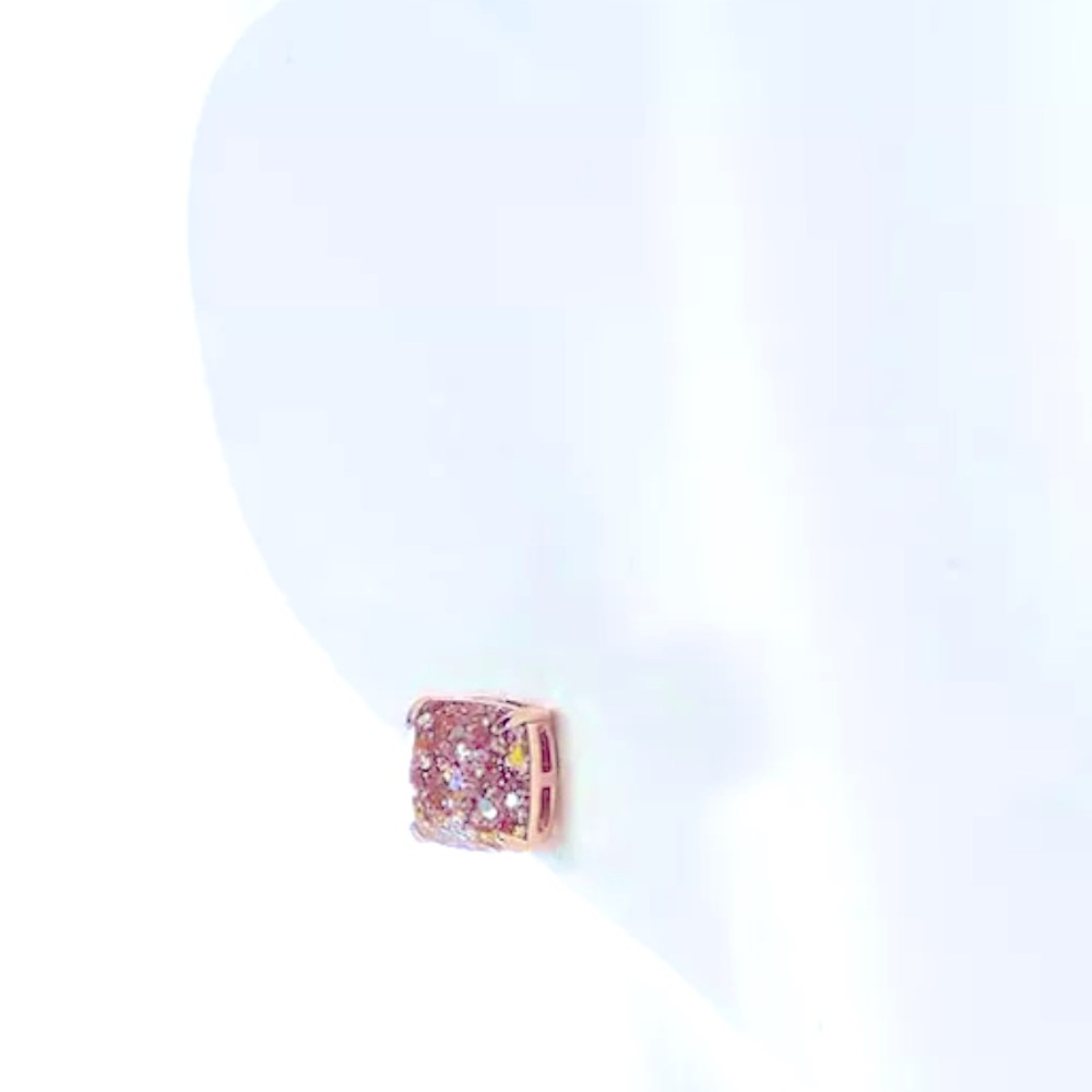 Kate Spade New York ♠️ something sparkly rose gold glitter square studs - Picture 5 of 7